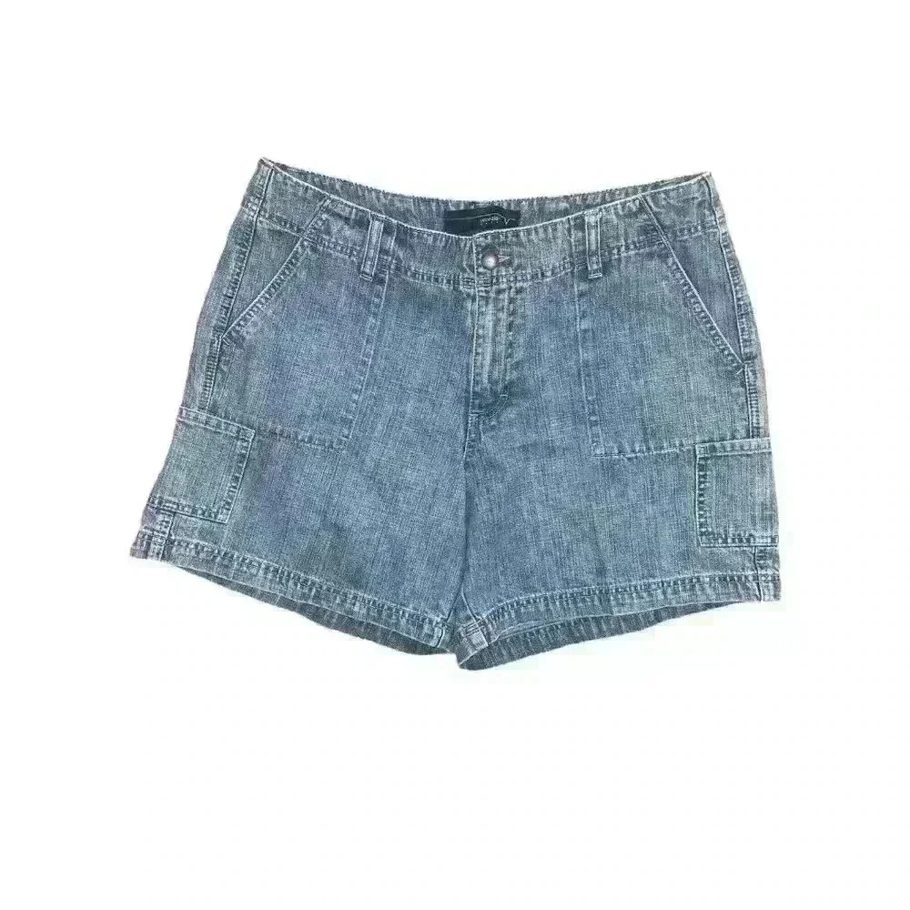 Venezia Shorts Womens Jeans 14 Blue High Rise Denim Cargo Casual Comfort